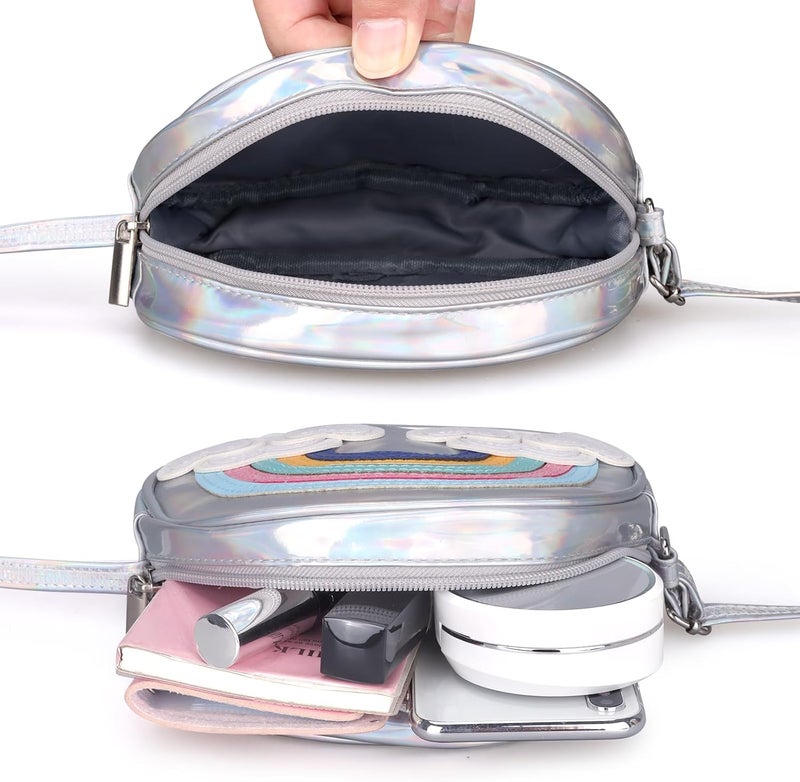 Dksyee Cute Leather Rainbow Crossbody Bag for Little Girls - Image 3